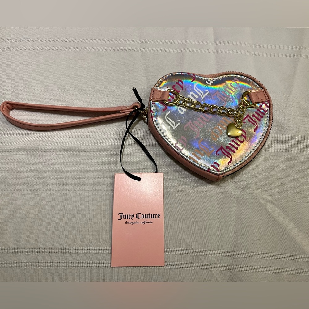 NWT Juicy Couture Holographic Heart Wristlet
